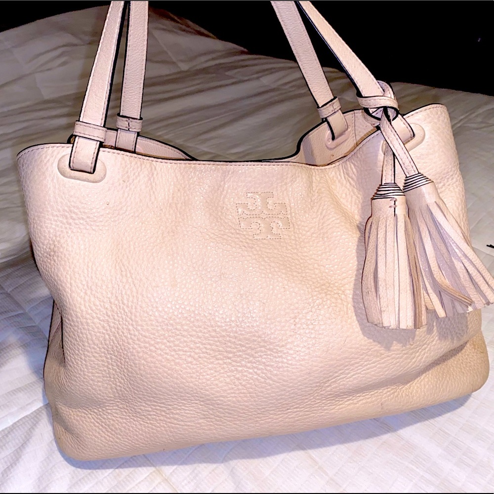 Authentic Tory Burch leather tote with tassels